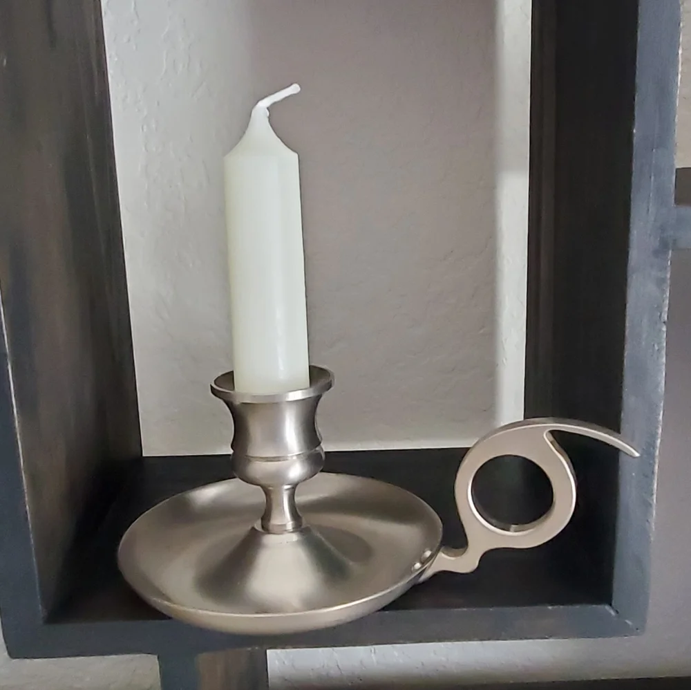 Vintage Early American Pewter Candle Stick Holders, Set of 2, EUC